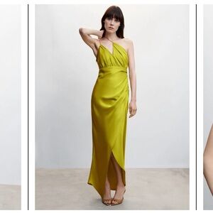 Mango asymmetric satin dress XS